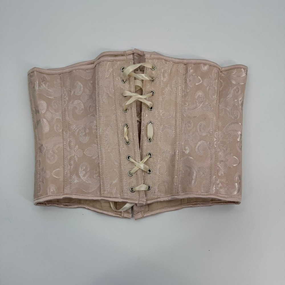 Cream Beige Corset Girdle Bustier Burlesque Cincher Costume Feminine Small